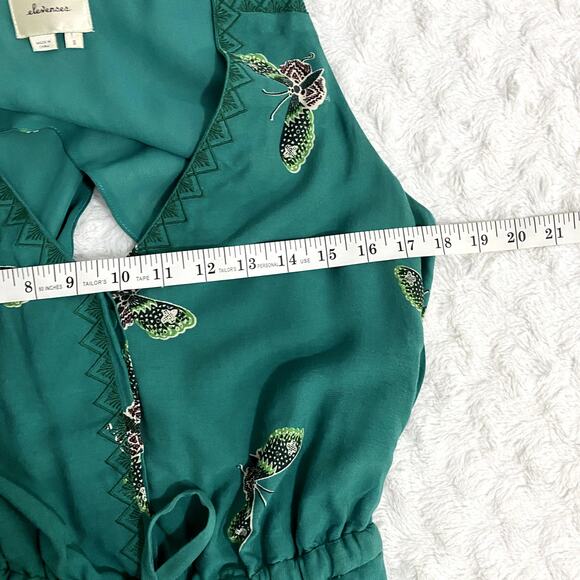 Anthropologie Elevenses Papillion Green Butterfly Print Open Back Romper S - Picture 7 of 9